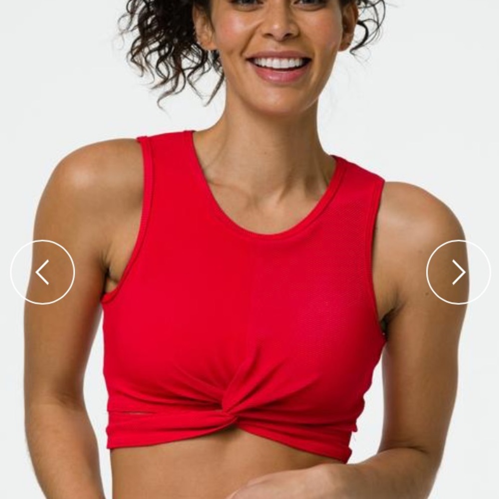 NWT Onzie ribbed front twist crop. Size SM